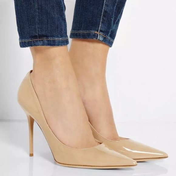 Jimmy Choo Shoes - JIMMY CHOO NUDE LEATHER ABEL PUMP SHOES.